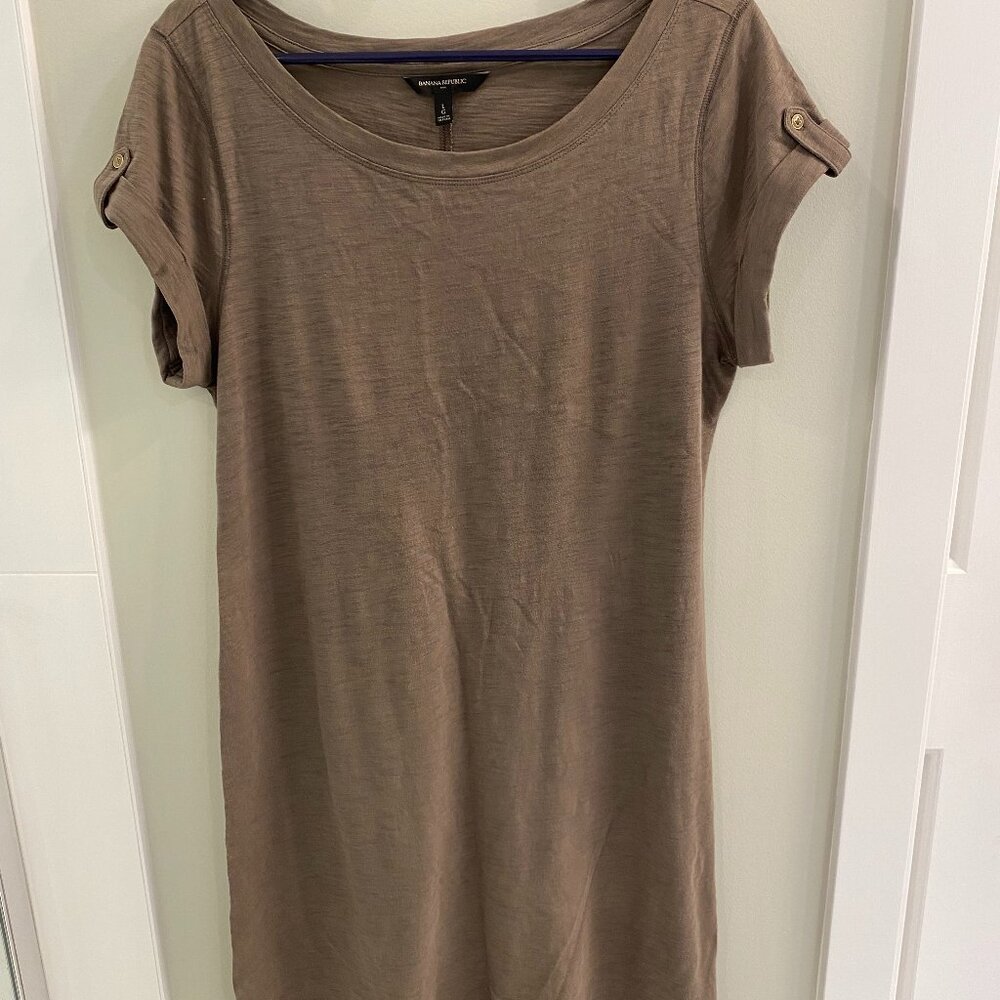 Banana Republic Factory T-shirt Cotton Dress Brown/Green, size L